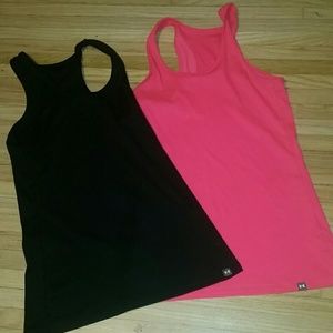 Under Armour black and pink tank tops